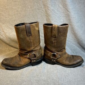 Old West Harness Leather Boot - Square Toe - CH1002, Buckle Size 12.5